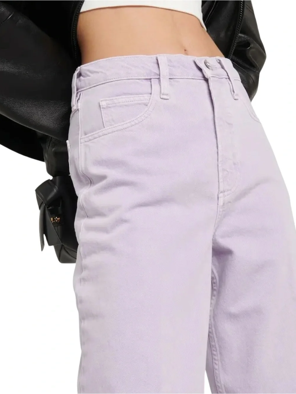 FRAME High ‘N’ Tight High Rise Raw Hem Wide-Leg Jeans Lilac Size 30 - Picture 3 of 10